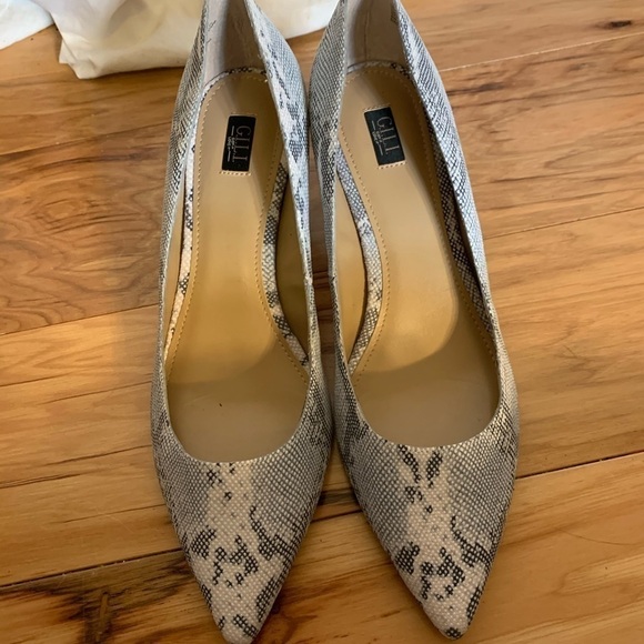 GILI leather snakeskin print georgette heels 8 - Picture 2 of 9